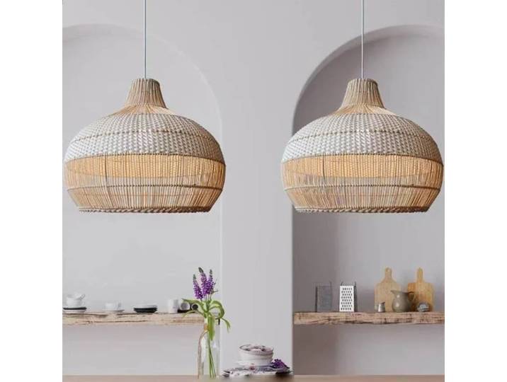 SANDYHA élégant ovale rotin pendentif lumières lustre moderne pour salon Restaurant élégant luminaire suspendu Unique creux