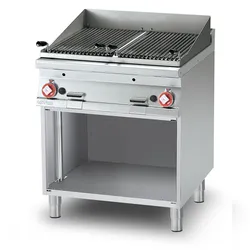Gas-Lavasteingrill für Fleisch. Gestell aus rostfreiem Stahl. Abmessungen 80x90 h90 cm. Modell CW-98G