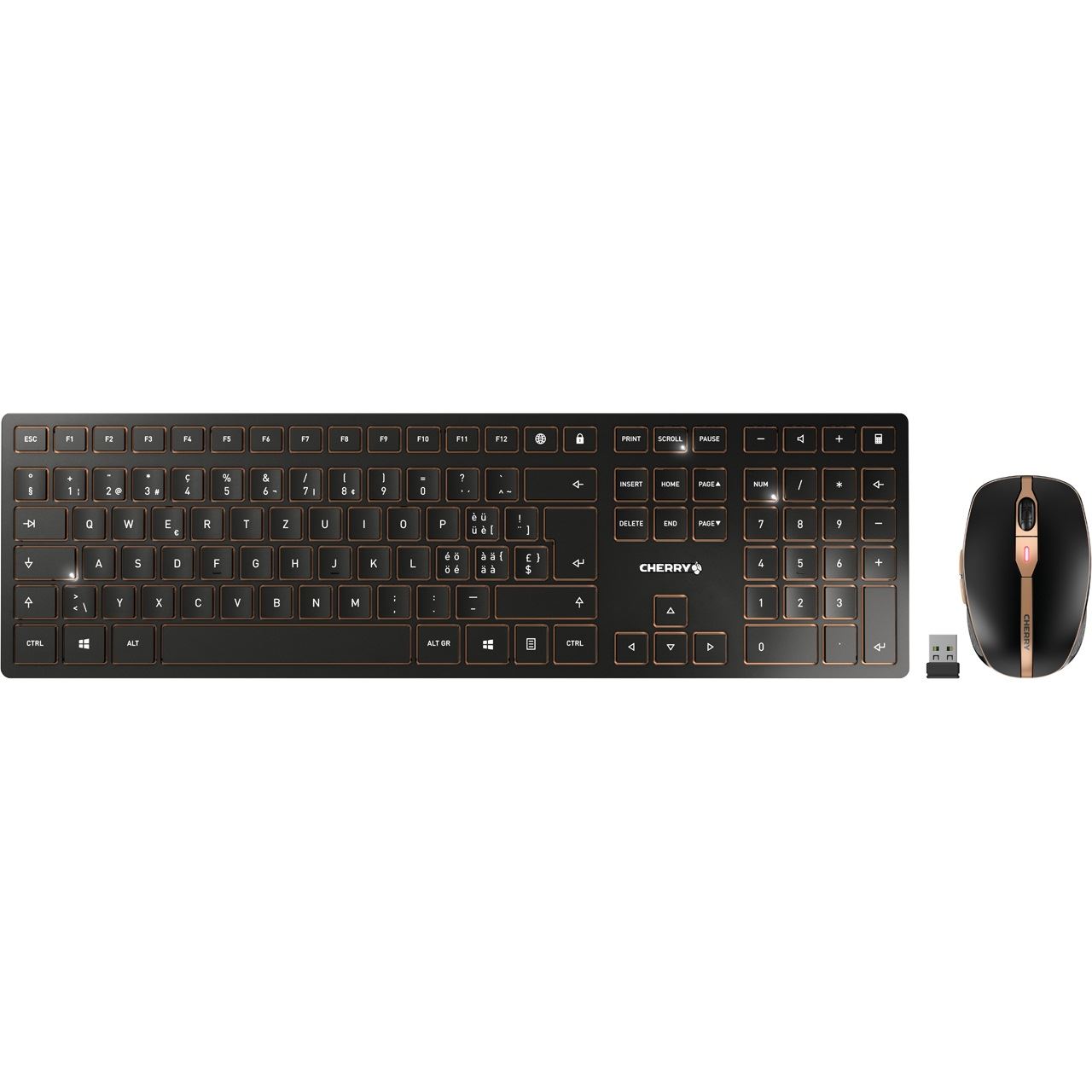 Cherry Desktop DW 9100 SLIM [CH] WL AES black BT Lithium Akku - wochenlange Nutzung ohne Aufladung