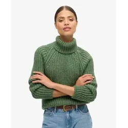 Superdry für Damen. W6110397A Grüner Pullover ?Slouchy Stitch Roll? (XS), Lässig, Acryl, Langarm