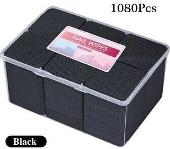 Discount Dollar Deals Premium Lint Free Nail Polish Remover Wipes For UV Gel Manicure Cleaning 1080pcs Black