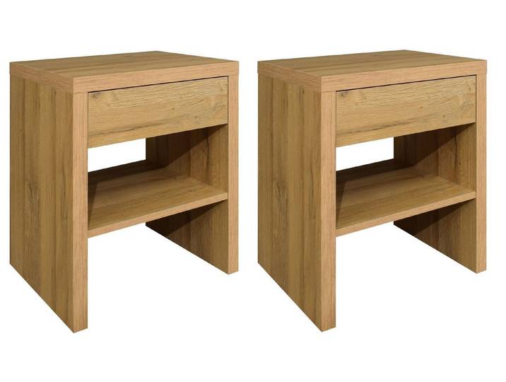 freiraum Nachtkommode Five, (2er-Set) in Eiche sanremo hell - 44x52x36 (BxHxT)
