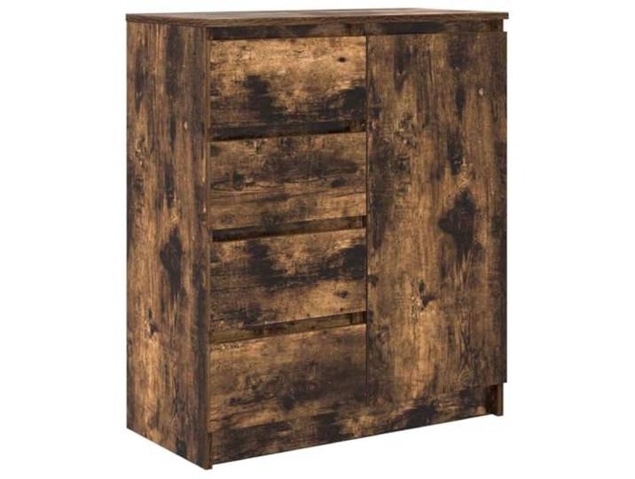 LASWWQMRF Sideboard Räuchereiche 71x35x84 cm Kommode mit 4 Schubladen Flexibler Beistellschrank für Wohnzimmer und Schlafzimmer mit anpassbarer Tür- und Schubladenmontage.