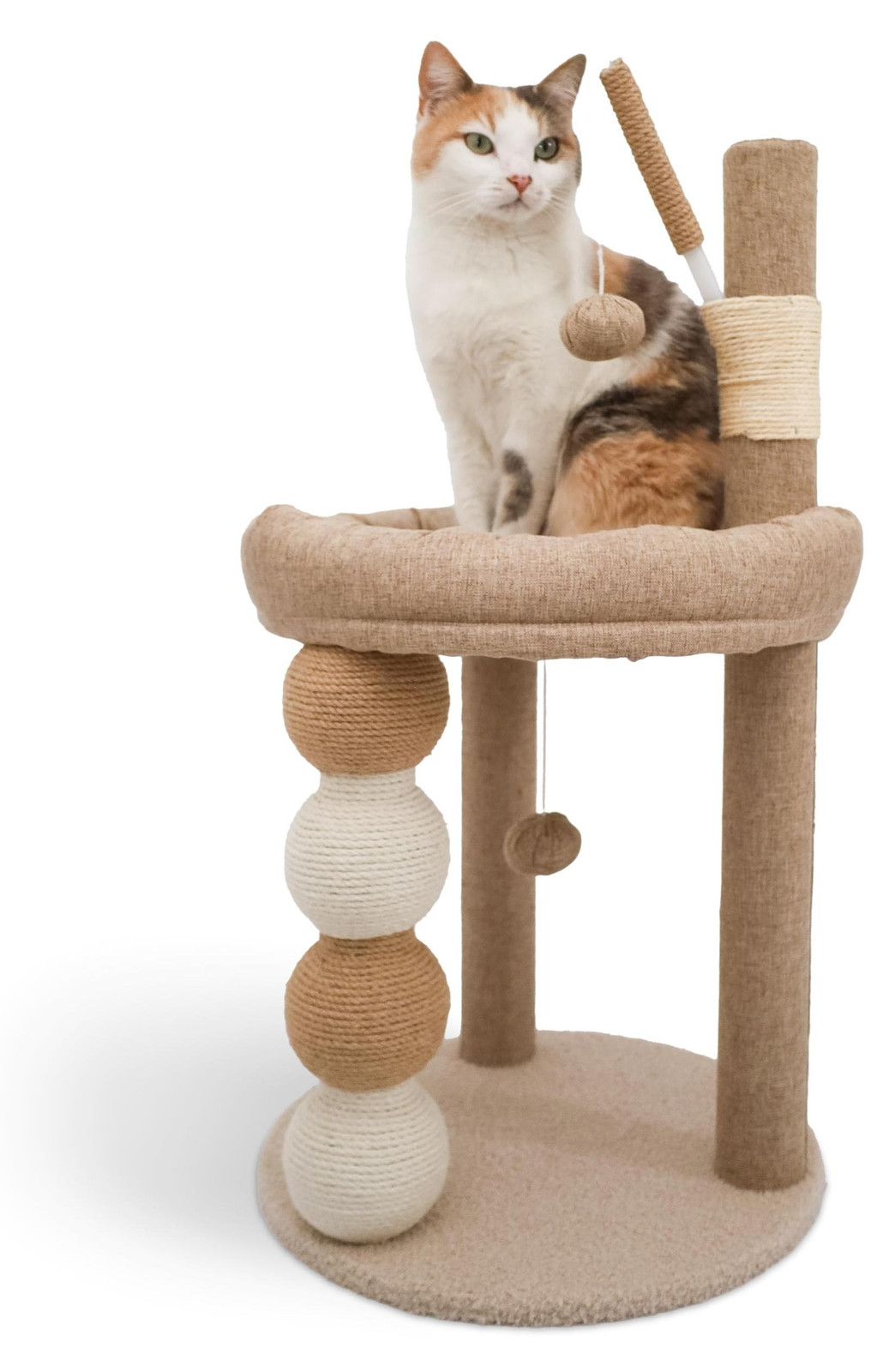 Elzusha Krabpaal voor katten met ligplaatsen en huisje, beige