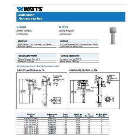Watts FLERLOMME AISI 304 ""X100MM TIL TB MODE (PGUAINX004)