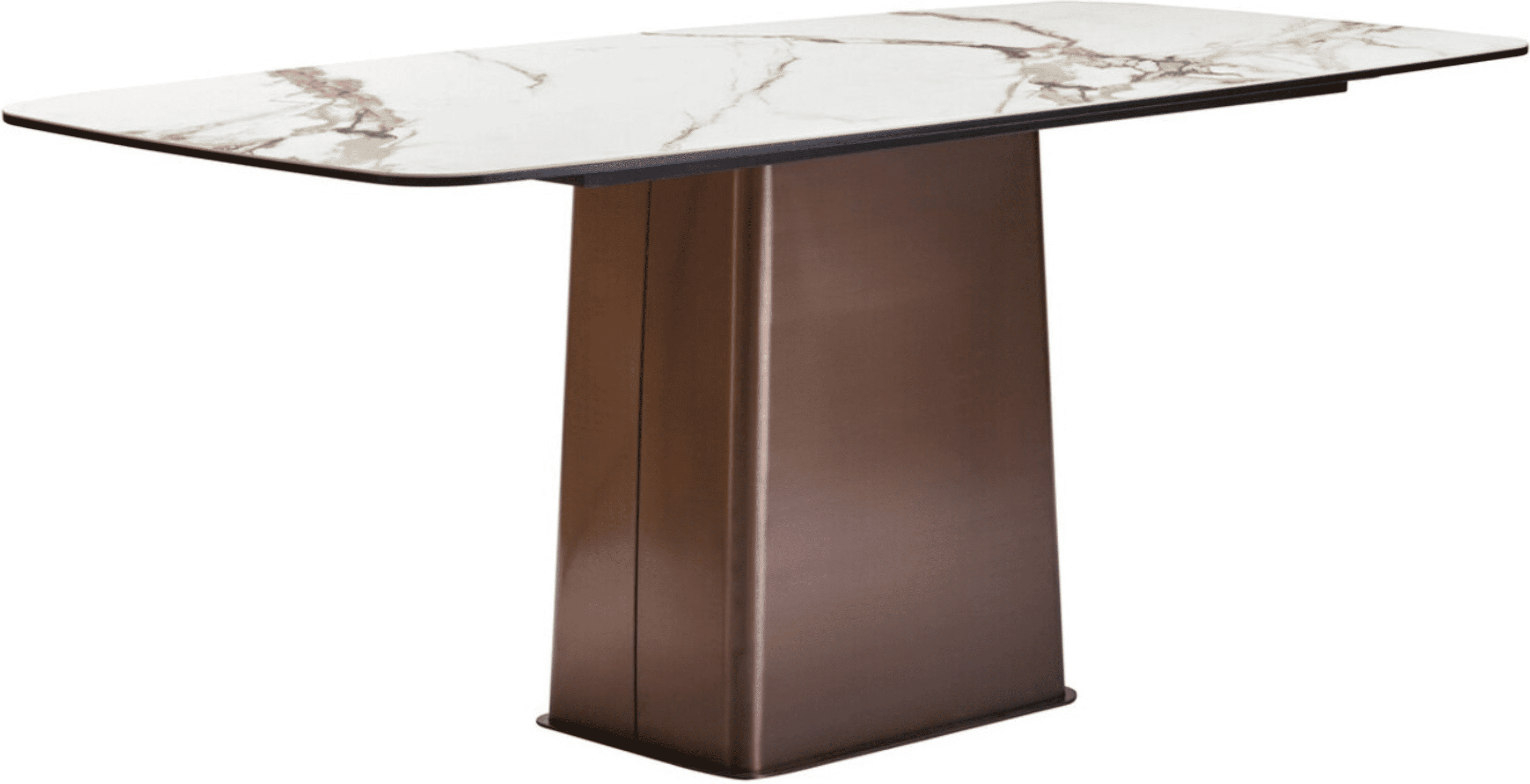 Theodora Brushed Bronze Rectangular Dining Table with Faux Marble Top
