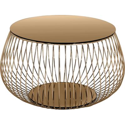 Couchtisch SALESFEVER "Coffeetable: Stilvolle Wohnzimmer-Ergänzung", rosa (rosegold, rosegold, rosegold), B:72cm H:42cm T:72cm, Metall, Glas, Tische, Couchtisch, Kristallklare Eleganz mit Marmoroptik, rosegoldfarben
