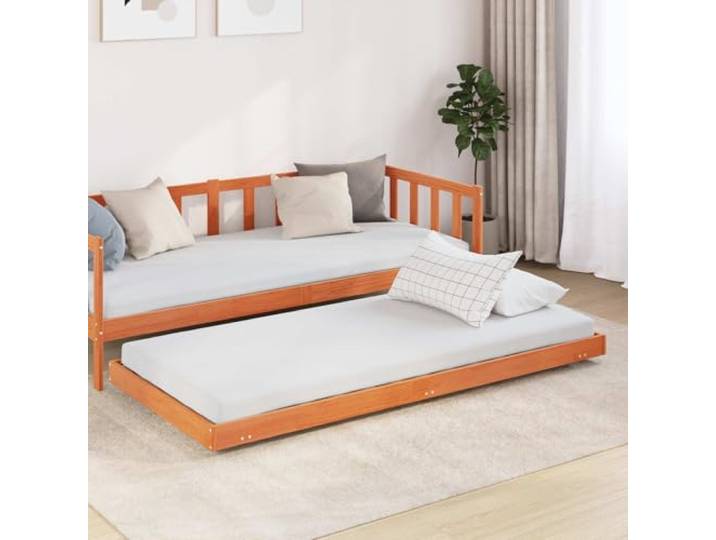 RJPLMFV Bettgestell, Kiefernholz, massiv, 70 x 190 cm, Braun Lattenrost inklusive, modernes Design, pflegeleicht, für Schlafzimmer