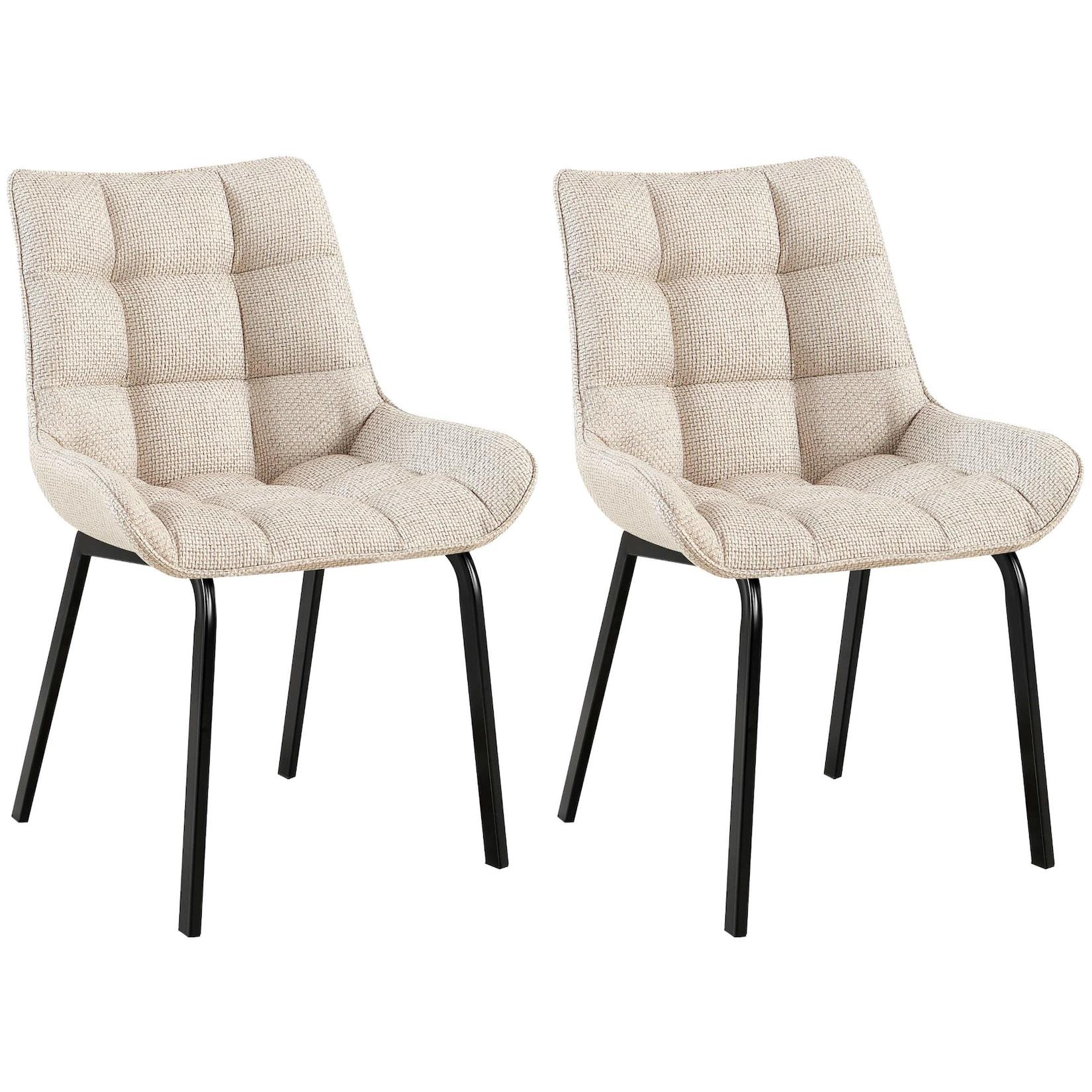 CLP 2er Set Stuhl Saranda Stoff schwarz Farbe: elfenbein, Material: Stoff