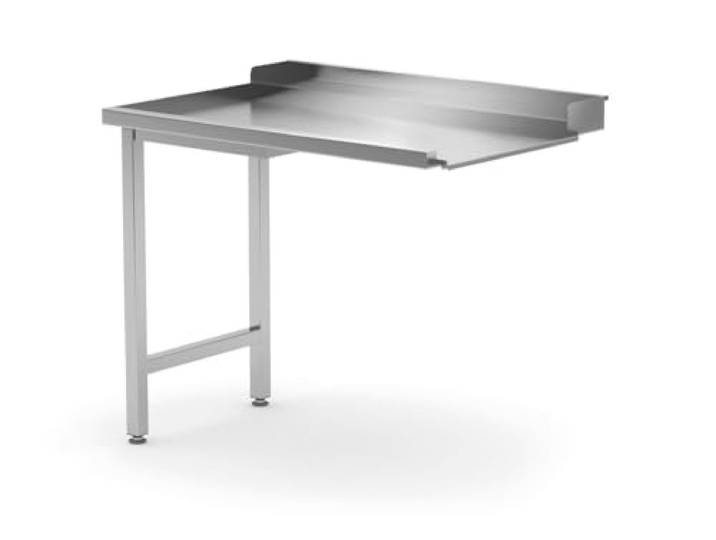 HENDI Ablauftisch für Geschirrspüler, linke Seite, mit einer 510 mm breiten Korbführung und Wandaufkantung, Anschlussmöglichkeit für Haubenspülmaschinen, 1000x700x(H)850mm, Edelstahl