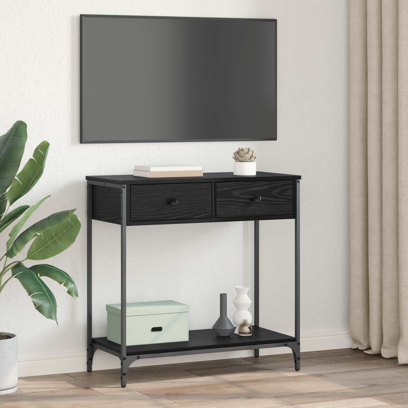 vidaXL Table console Chêne noir 75 x 34,5 x 75 cm Bois d'ingénierie