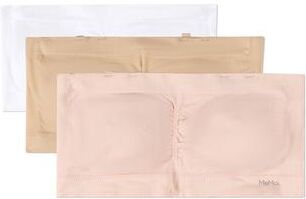 Plus Size Women's 3 Pack Women's Seamless Bandeau Bras with Clear Elastic Straps by MeMoi in Light Blush Multi (Size XL)
