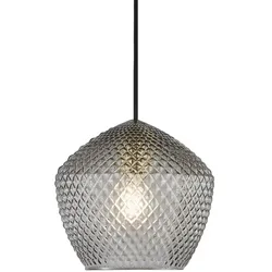 Nordlux Pendelleuchte ORBIFORM, 1-flammig, IP20, E27, Messing gebürstet / Rauchglas mit Diamant-Struktur, mit Schnurschalter NORD-2010673047