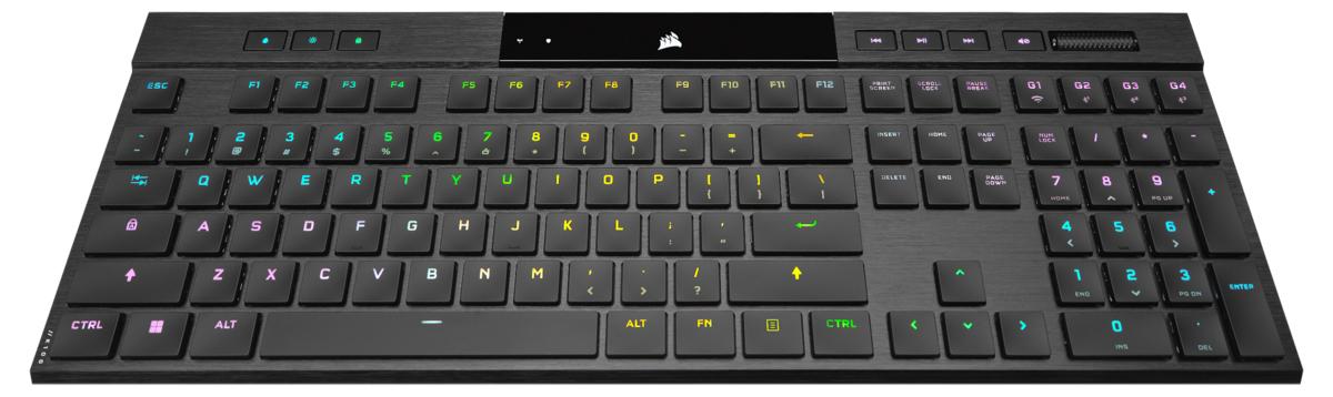 Corsair K100 RGB AIR, Verkabelt & Kabellos, USB + RF Wireless + Bluetooth, Mechanischer Switch, QWERTZ, RGB-LED, Schwarz