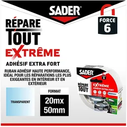 Sader, Klebeband, Extra starker Klebstoff – – Extremreparatur – Transparent – Für Innen und Aussen