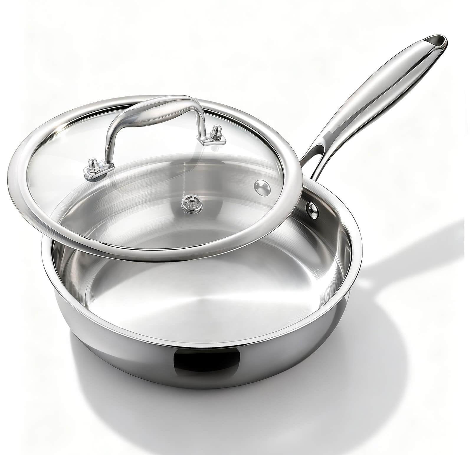 Dripio Koekenpan met deksel, 22 cm, 5-laags roestvrij staal, ongecoat