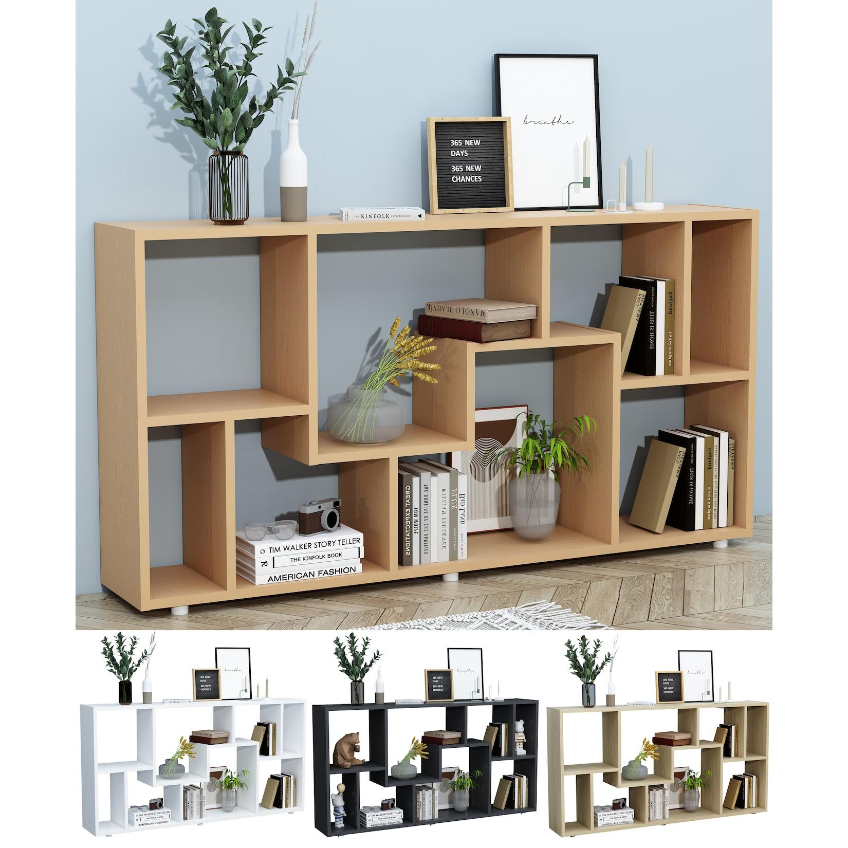 VCM Holz Standregal Bücherregal Medienregal Aufbewahrung Raumteiler Deko Regal Lanisa L