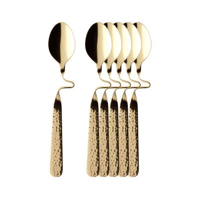 Esslöffel VILLEROY & BOCH "Kaffeelöffel vergoldet NewWave Caffè Spoon 17,5 cm 6er Set gold", gold, B:6,5cm L:17,5cm, Esslöffel, Spülmaschinenfest