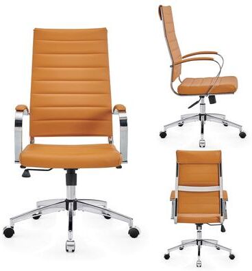 CAROCC Ribbed Computer Office Chair Adjustable Swivel High Back Desk Chair