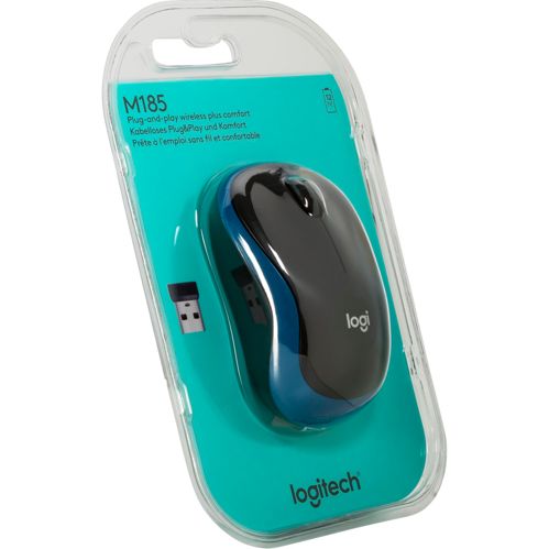 Logitech M 185 Cordless Notebook Mouse USB schwarz / blau