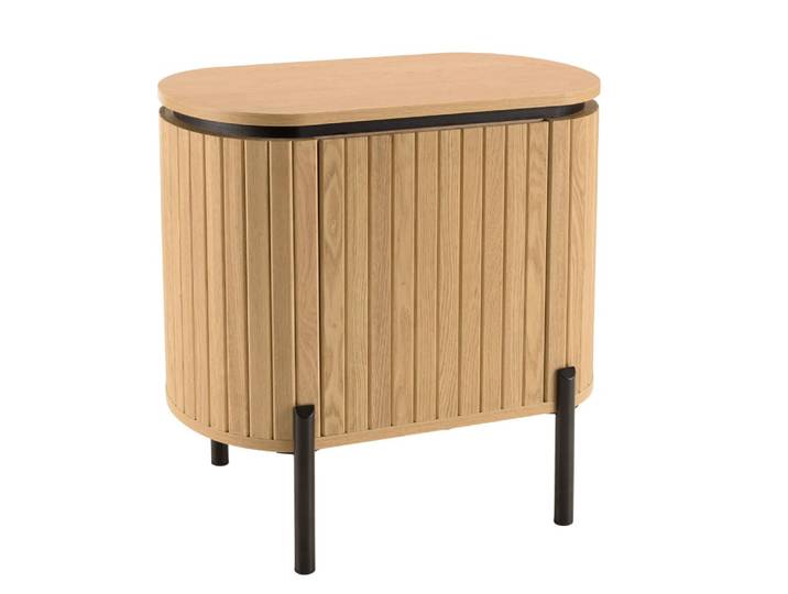 Chevet marron 1 porte style rétro pin pieds métal noir