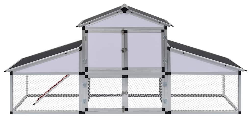 vidaXL Hühnerstall mit Freilaufgehege und Nistkasten Aluminium
