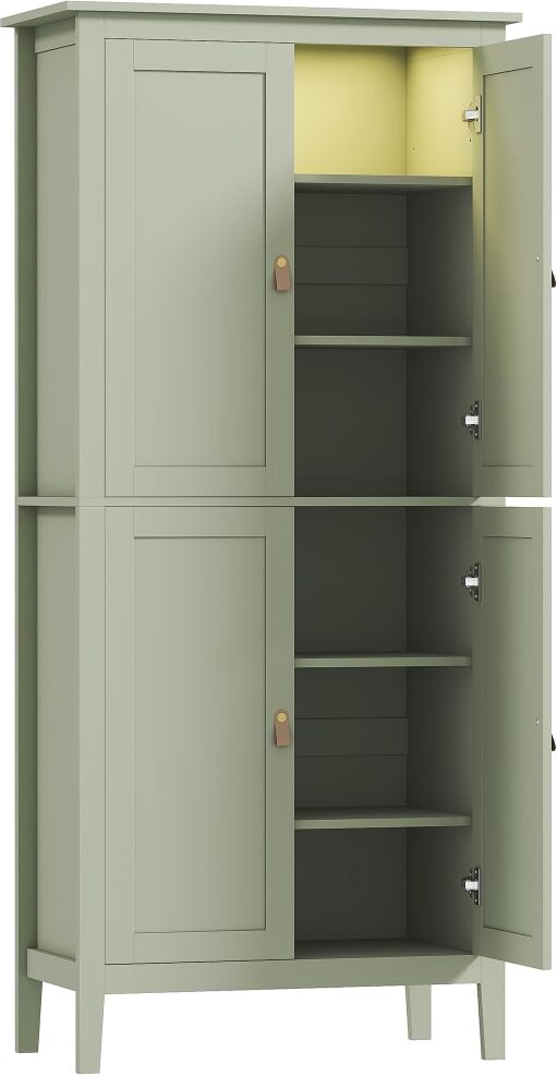 Homcom Buffet cuisine avec led réglable détecteur de mouvement mdf vert Vert 80x177x40cm