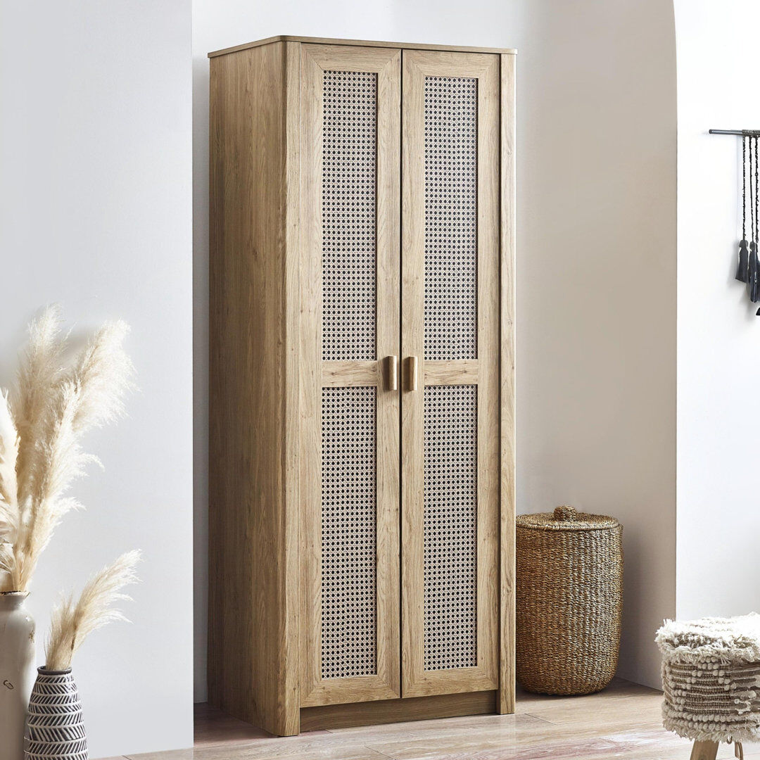 Bay Isle Home Albelo 2 Door Wardrobe Brown 202cm H X 88cm W X 55cm D