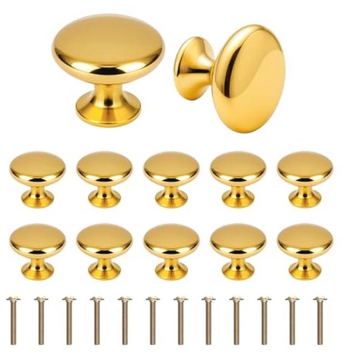 Ronde Gouden Kastknoppen - 12 Stuks - Moderne Meubelknoppen voor Keuken, Kledingkast en Laden