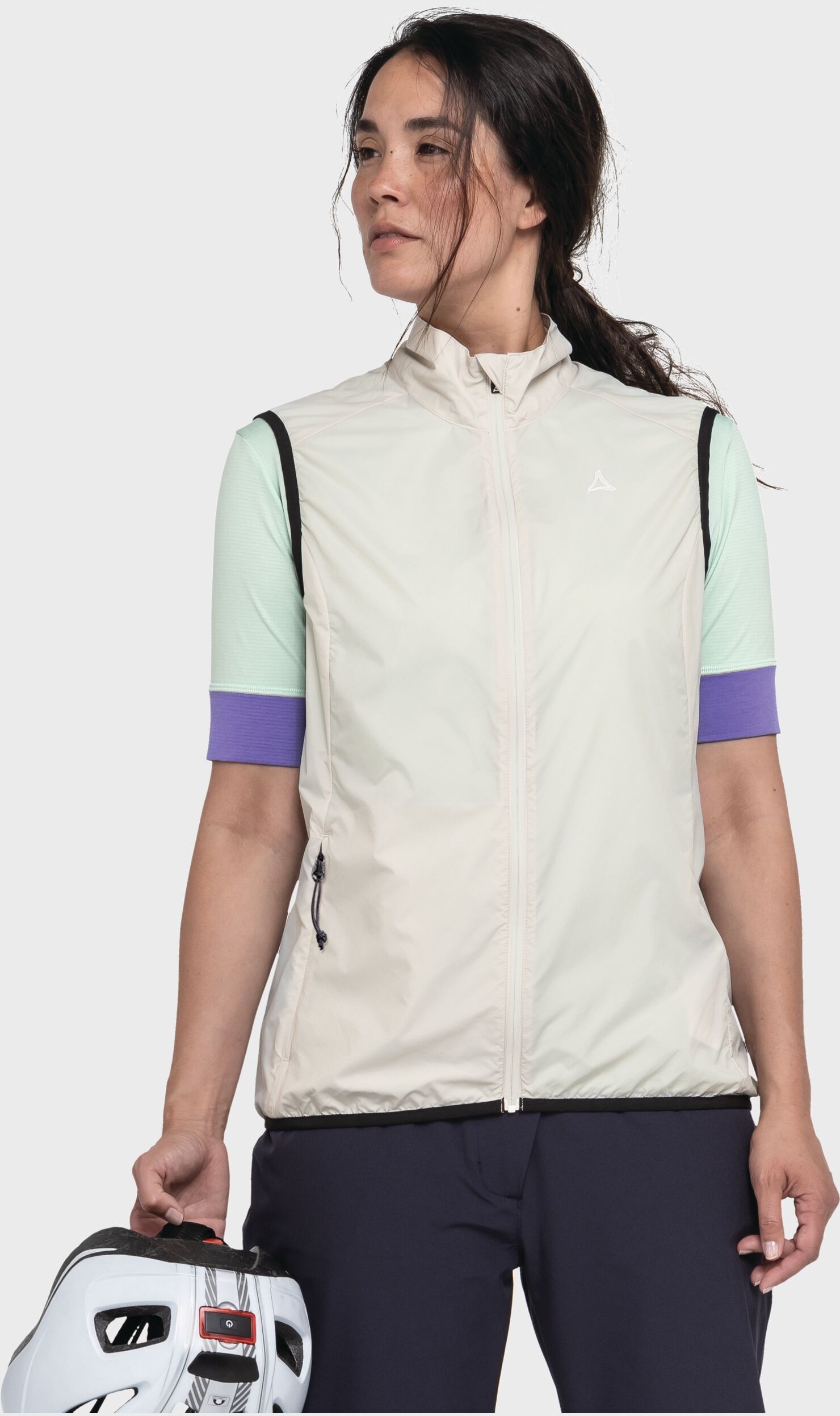 Funktionsweste SCHÖFFEL "Vest Style Cannobio WMS", Damen, Gr. 42, beige (9040, natur), Oberstoff: 100% Nylon. (Coating: Polyurethan), ohne Ausschnitt, Westen Funktionsweste 9040, natur 42