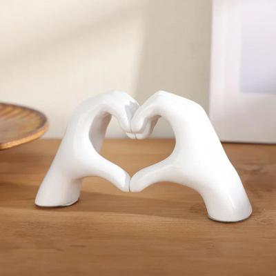 Inspire Essentials Heart Shaped Table Decor Romantic Shelf Accent Love Ornament white