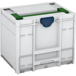 Tanos systainer3 Combi M 337 lichtgrau (RAL 7035), Verschluss saphirblau (RAL 5003), Griff smaragdgrün (RAL 6001) - 83550048.194