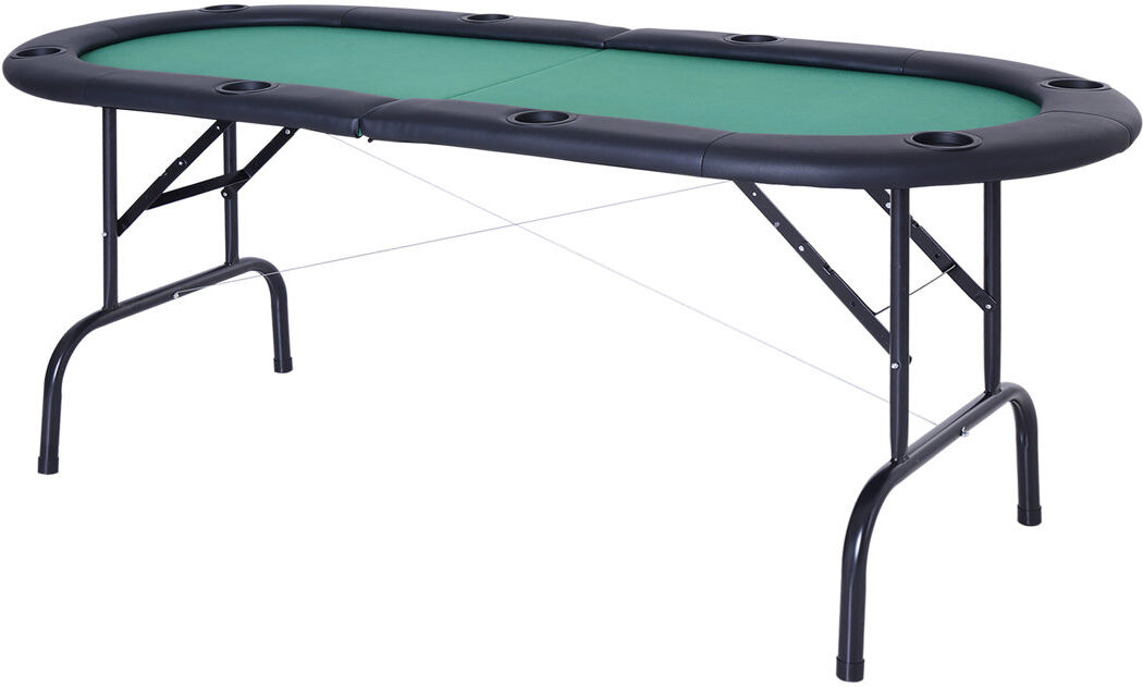 Freeport Park Velazquez 8 Player Folding Poker Table Oval 183 x 82 x 75cm Green and Black