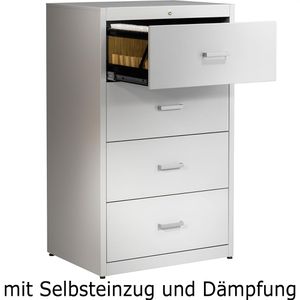 Mauser Hängeregisterschrank client entry BVB1E16SD, 2-bahnig, 4 Schübe, mit Sanfteinzug, lichtgrau