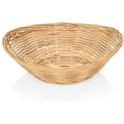 48x Tischkorb / Brotkorb oval beige Holz 22 x 17,5 x 5 cm