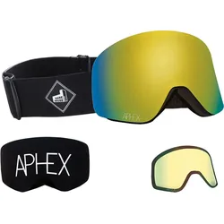 APHEX OXIA THE ONE EDITION Magnet Schneebrille 2027 black strap/revo gold + Zusatzglas yellow