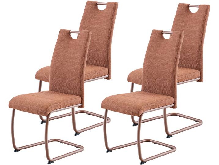 Freischwinger HELA FLORENZ , braun (copper, copper, copper), B:43cm H:97,5cm T:61cm, Metall, Polyester, Stoff, Stühle, Freischwinger, Rundrohrgestell Matching Colour, gepolstert, mit Griff