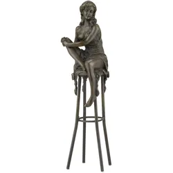 Moritz Bronzefigur Bronze Figur Statue Skulptur Frau Dame Barhocker Akt Höhe 25,7 cm