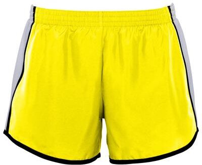 Augusta Sportswear 1265 Athletic Women's Pulse Shorts in Power Yellow/White/Black size XL   Polyester