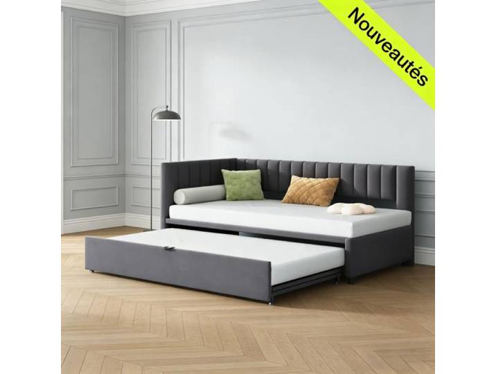 Canapé Lit Gigogne - OEM - 90/180x200 cm - Velours Doux - 2 Places - Design Multifonctionnel