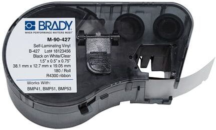 Brady M-90-427 Etiquetas de vinilo laminado 38,1 mm x 12,7 mm x 19,05 mm