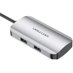 Vention USB-C to USB-C Docking Station, 3x USB3.0, PD 0.15m TNDHB, gray (USB-C, 5 Ports), Dockingstation + USB Hub, Grau