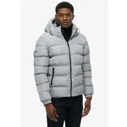Superdry für Herren. M5011905A Sport-Pufferjacke mit Kapuze grau (S), Lässig, Polyester