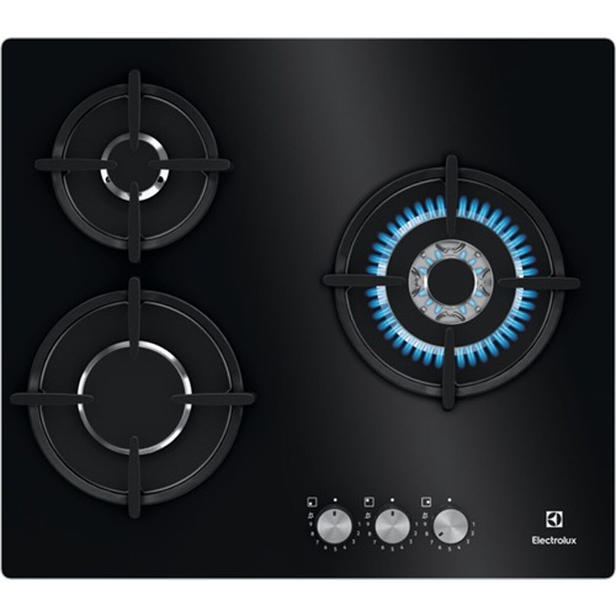 Electrolux Serie 300 KGE6633NOK, Schwarz, Integriert, 60 cm, Gaskochfeld, Glas, 3 Zone(n)
