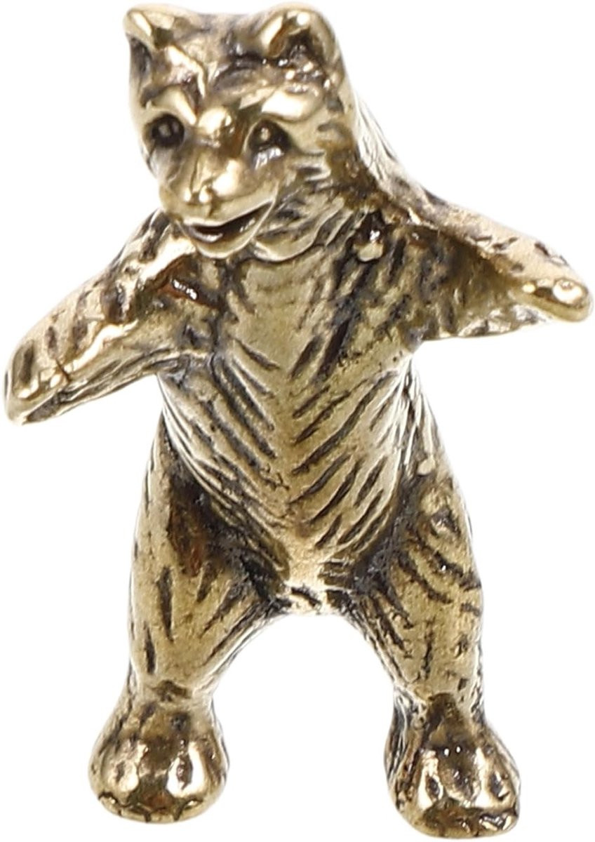 Antiek Beren Ornament van Messing - Decoratief Beeldje voor op Tafel of Bureau