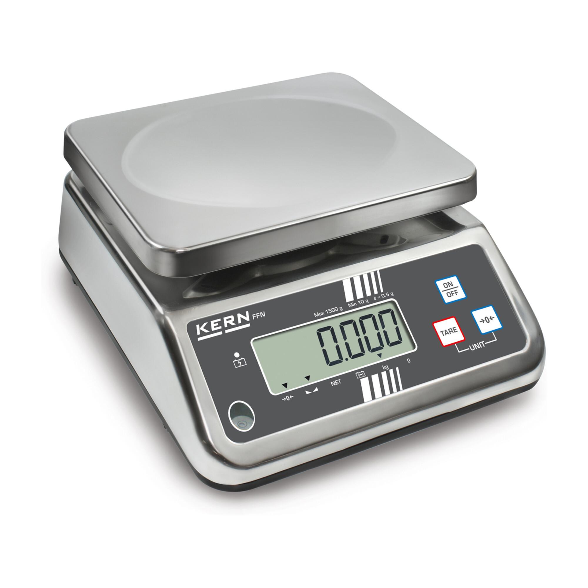 Kern Tischwaage FFN 15K2IPN+C kalibriert, Wägebereich 15 kg, Ablesbarkeit 2 g ; KERN & Sohn)