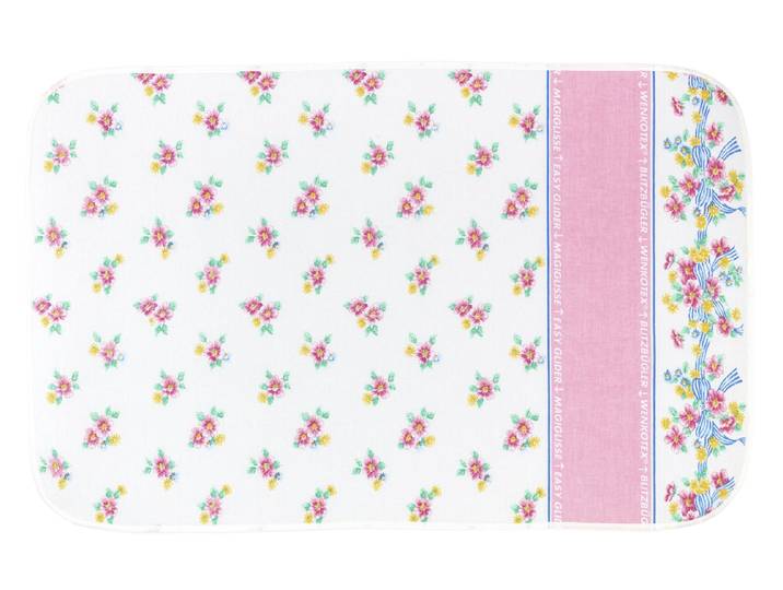 Bügeltuch MAXIMEX Modell Blütenpracht , bunt (weiß, rosa, gelb, grün), B:100cm T:65cm, Aluminium, Baumwolle, Schaumstoff, Bügeltücher, Bügeltuch, Bügelunterlage für den Tisch, Baumwolle, mit Blitzbüglerzone