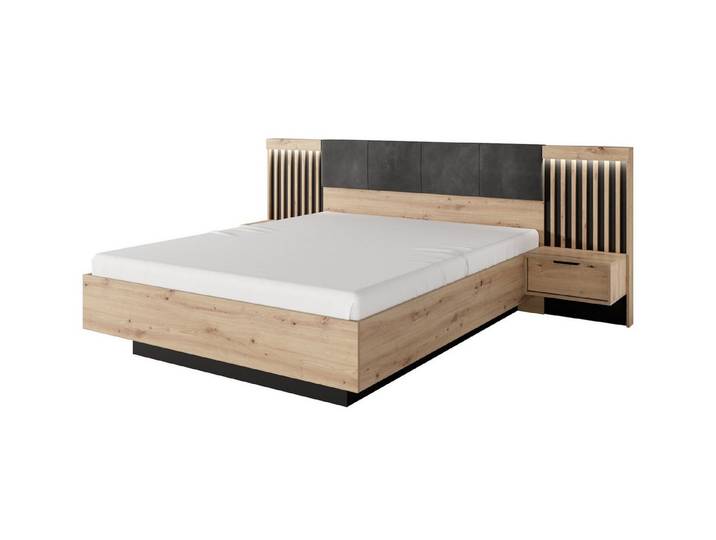 Feldmann-Wohnen Schlafzimmer-Set Tally, (Tally, 3-tlg., Doppelbett mit Nakos), 160x200cm Artisan Eiche anthrazit mit Nachtkonsolen