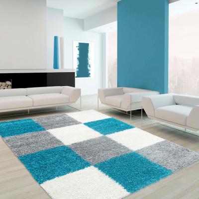 Ayyildiz Teppiche "Life Shaggy 1501" rechteckig 30 mm Höhe Langflor, robust, Karo, Wohnzimmer