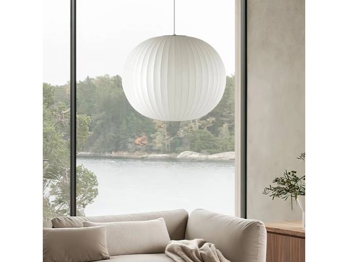 JOYINLED Suspension moderne nordique en soie, luminaire minimaliste en forme de boule 30/40/50/60cm pour chambre, îlot de cuisine, restaurant, lampe E27
